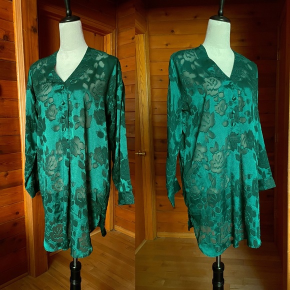 Vintage Victoria Secret Gold Label Floral Burnout Semi Sheer Night Shirt - Picture 4 of 4